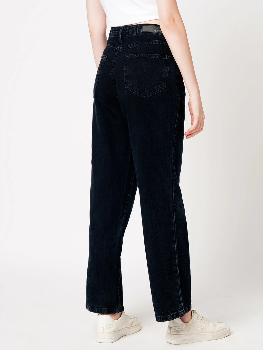 Women Charcoal Black High-Rise Wide Leg Jeans - Image 3