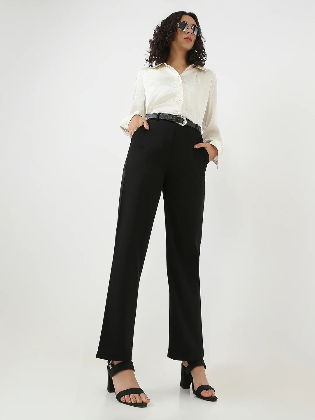 Women High-Rise Wide Leg Trousers