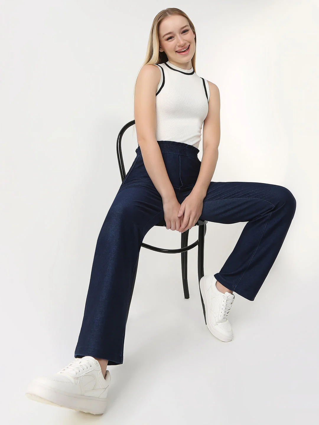 Women High-Rise Wide Leg Trousers