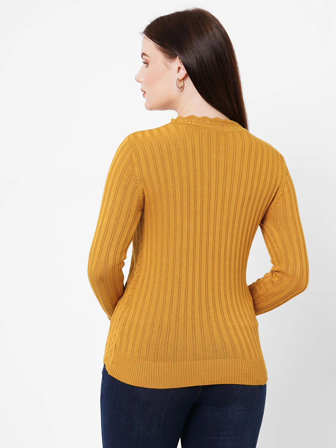 Women Honey Mustard Sweaters - Image 3
