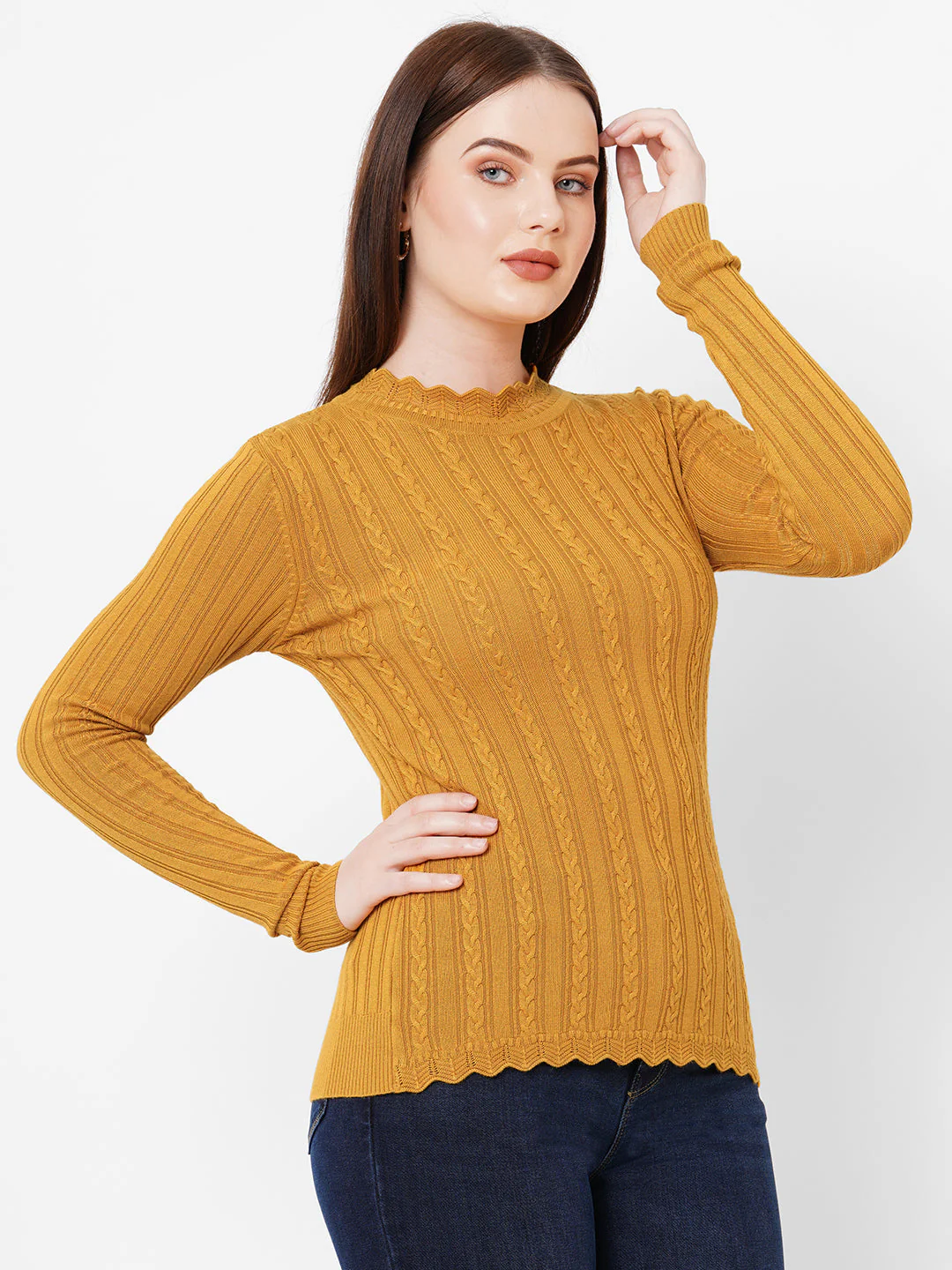 Women Honey Mustard Sweaters - Image 4