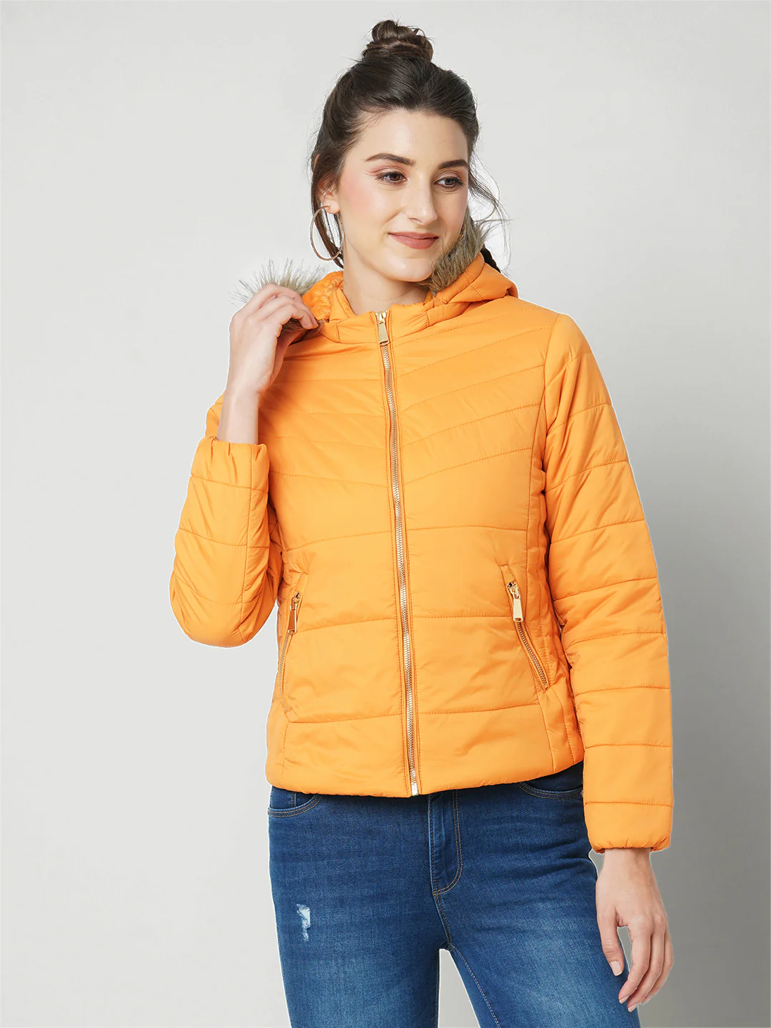 Women Honey Mustard Winter Jacket - Image 2