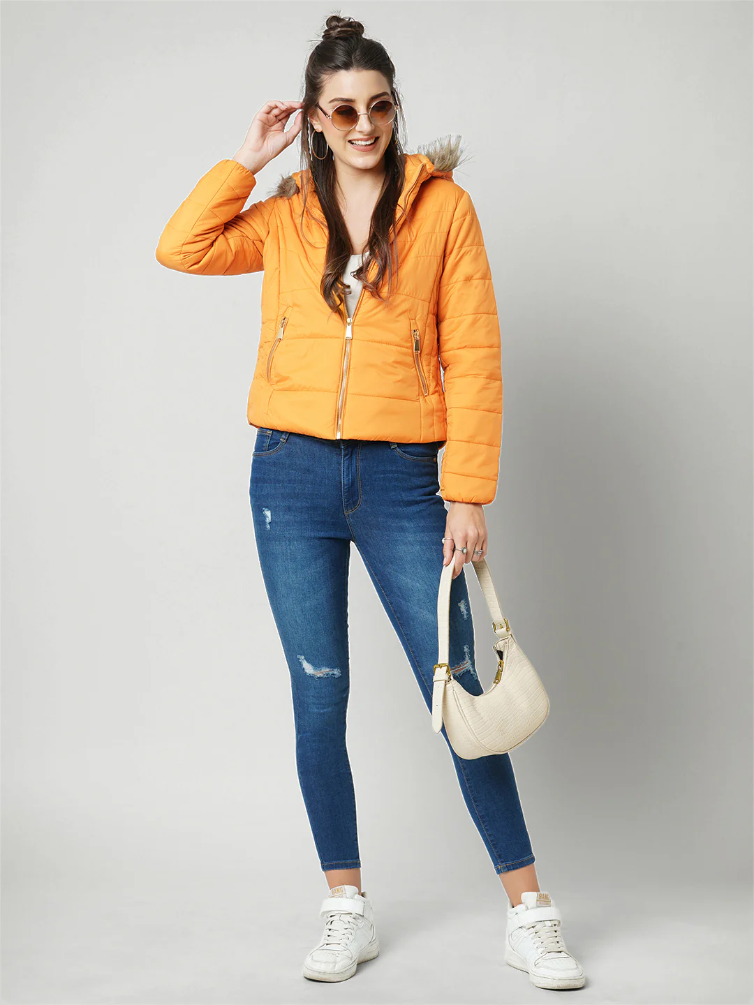 Women Honey Mustard Winter Jacket - Image 4