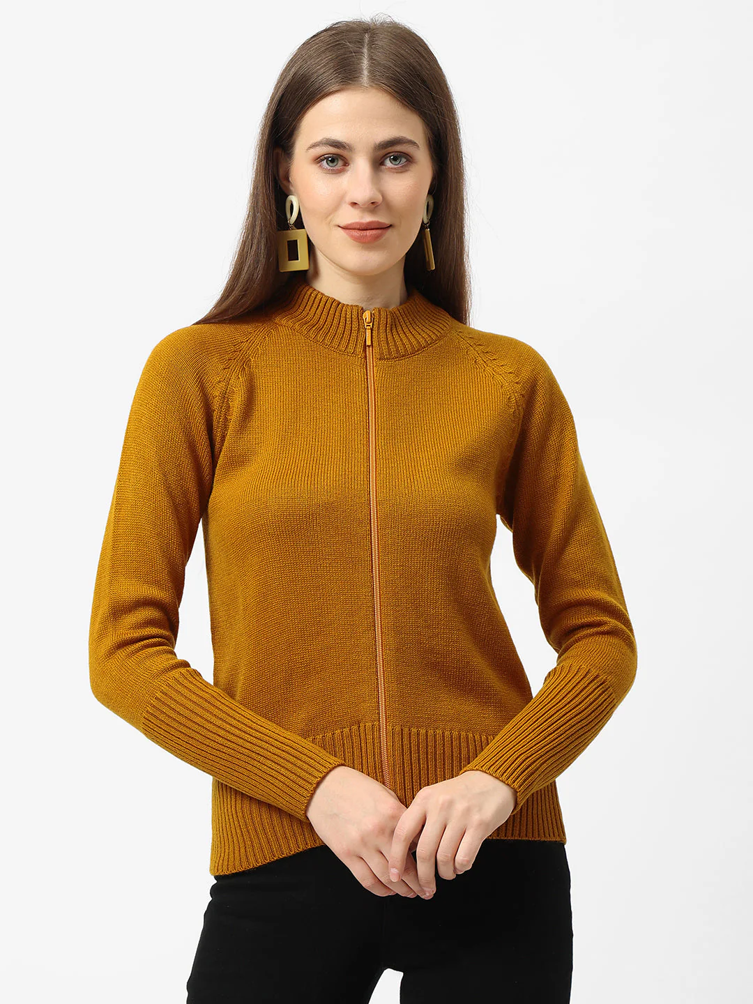 Women Honey Mustard Winter Sweater - Image 2