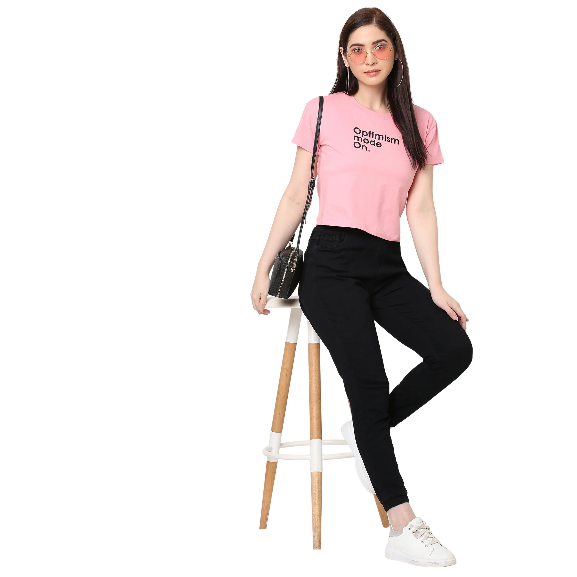 Women Hot Pink Crop T-Shirt