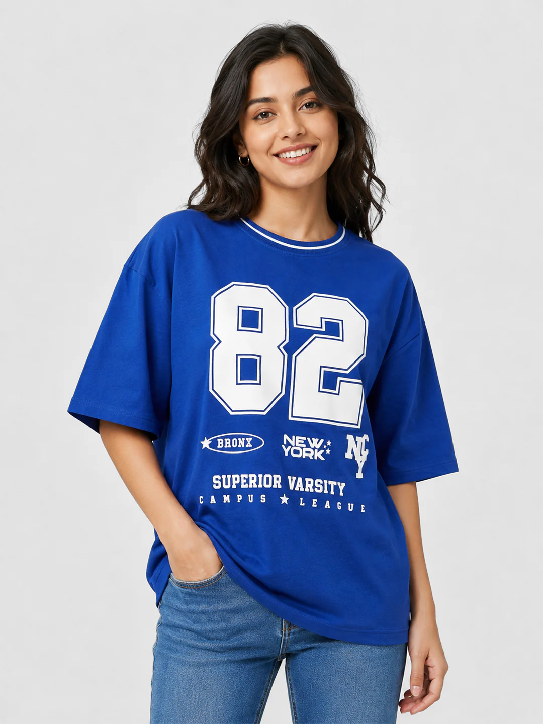 Women Indigo Overshized T-Shirt - Image 2