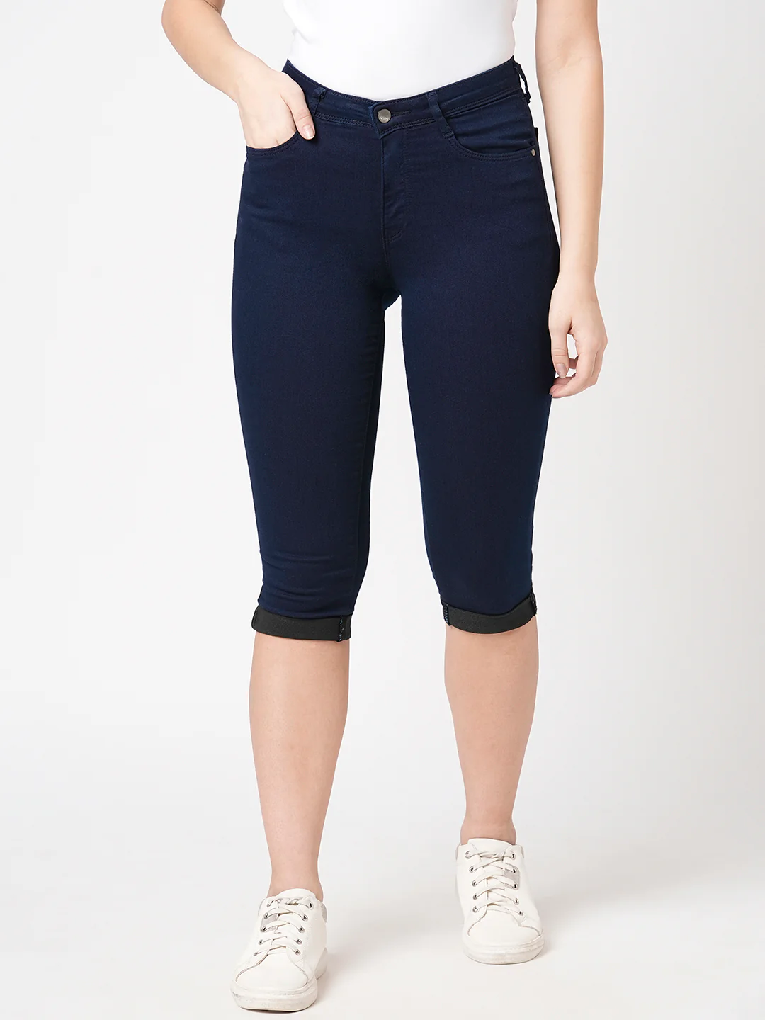 Women Ink Blue High-Rise Capri - Image 2