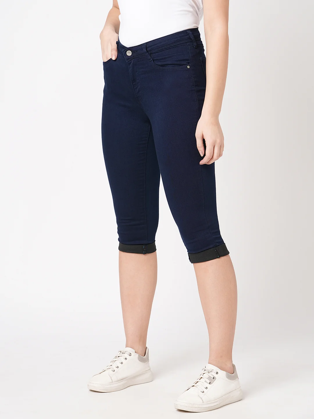 Women Ink Blue High-Rise Capri - Image 5
