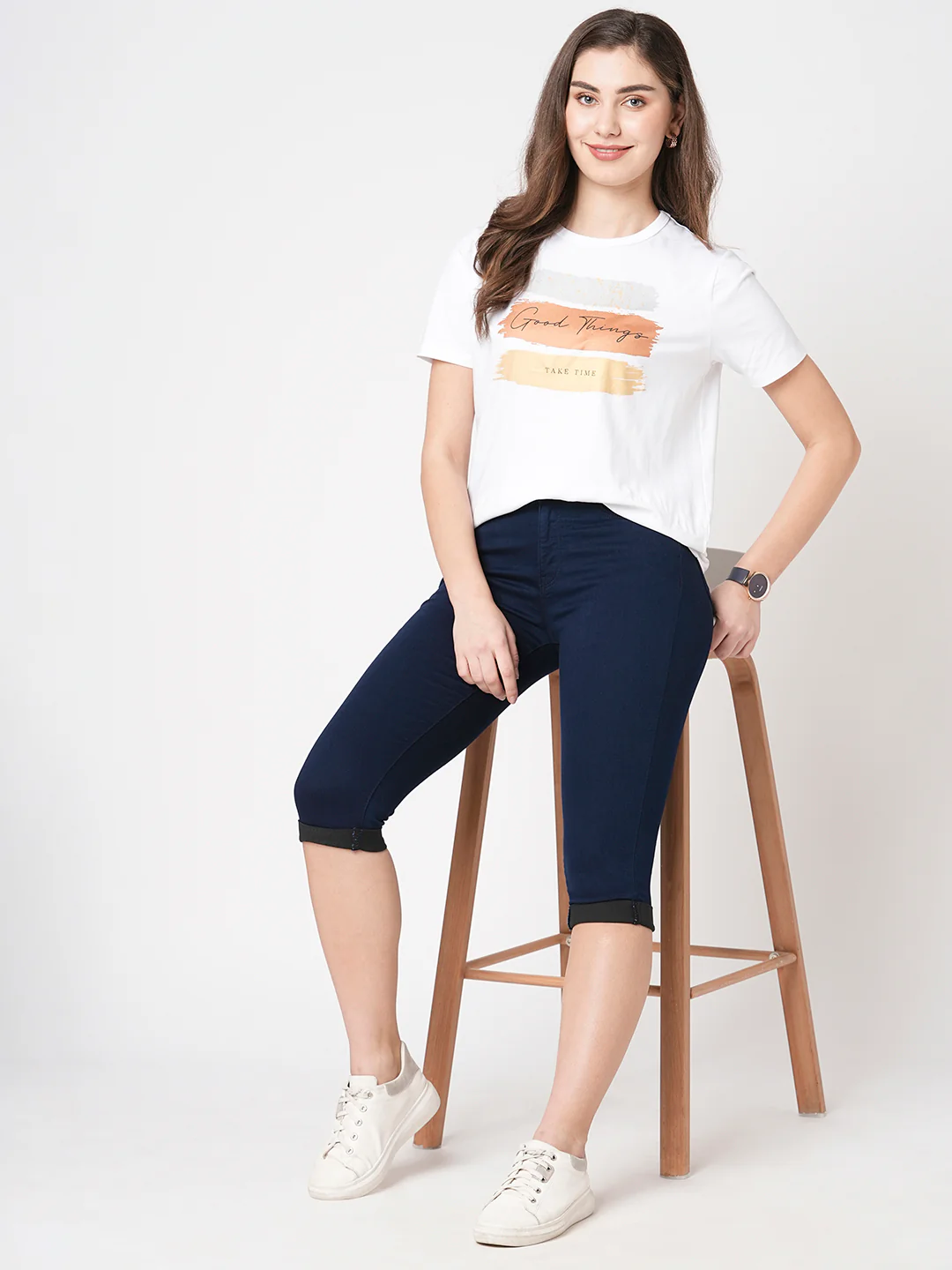 Women Ink Blue High-Rise Capri - Image 4