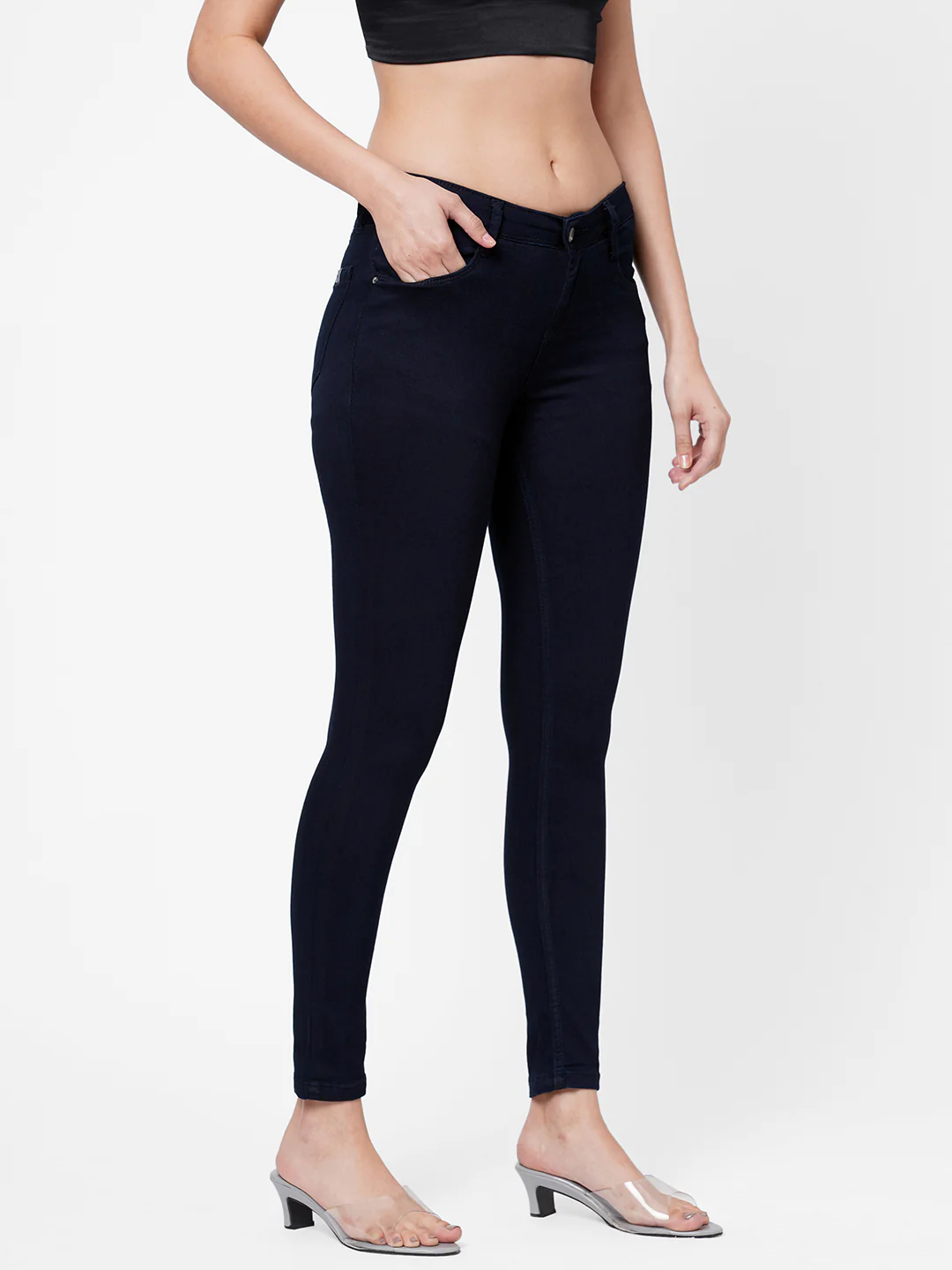 Women Ink Blue Mid-Rise Skinny Jeans - Image 5
