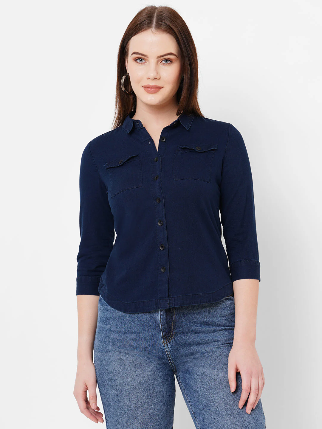 Women Ink Blue Slim Shirt