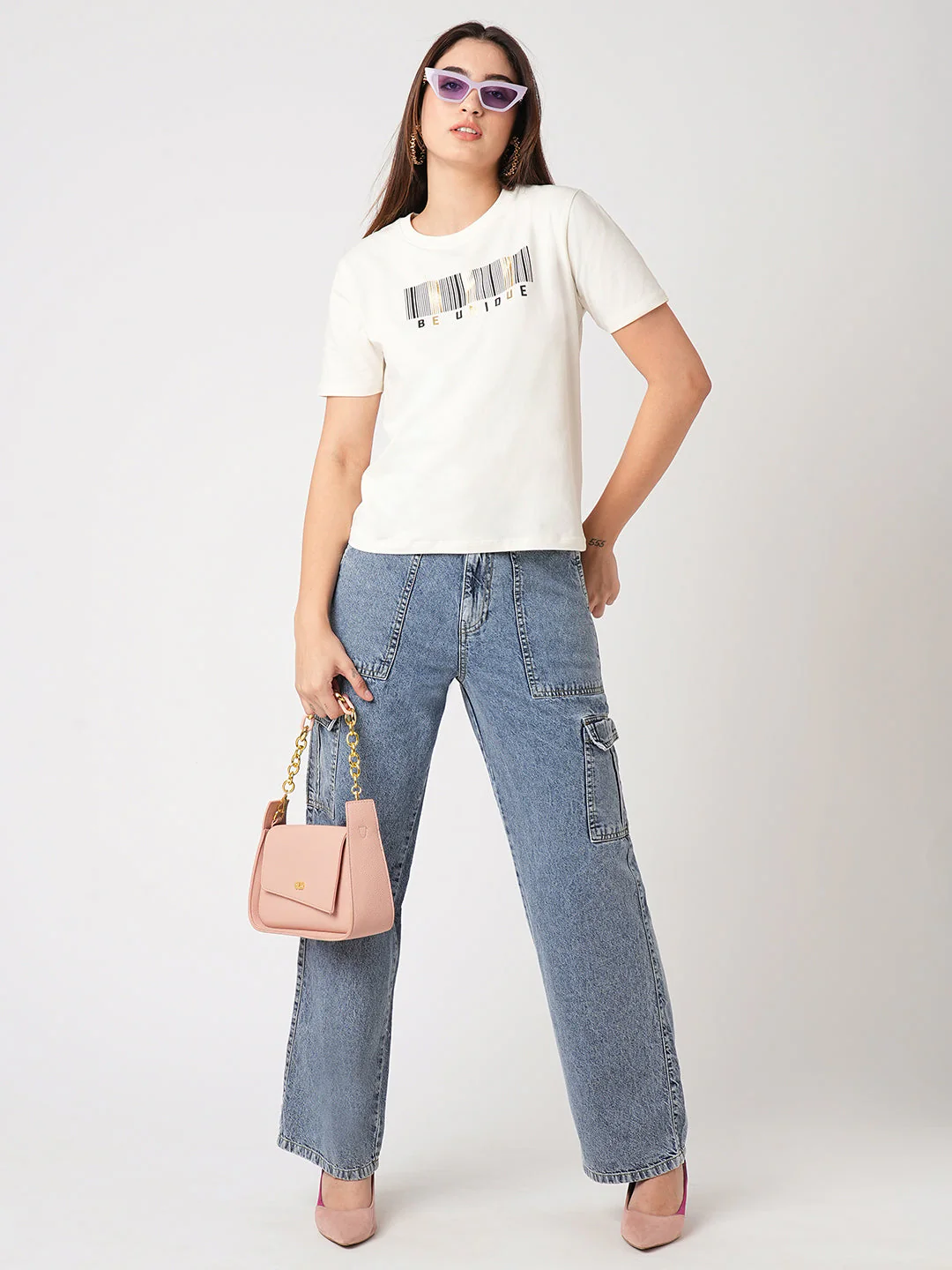 Women Ivory Boxy Graphic Tees - Image 2