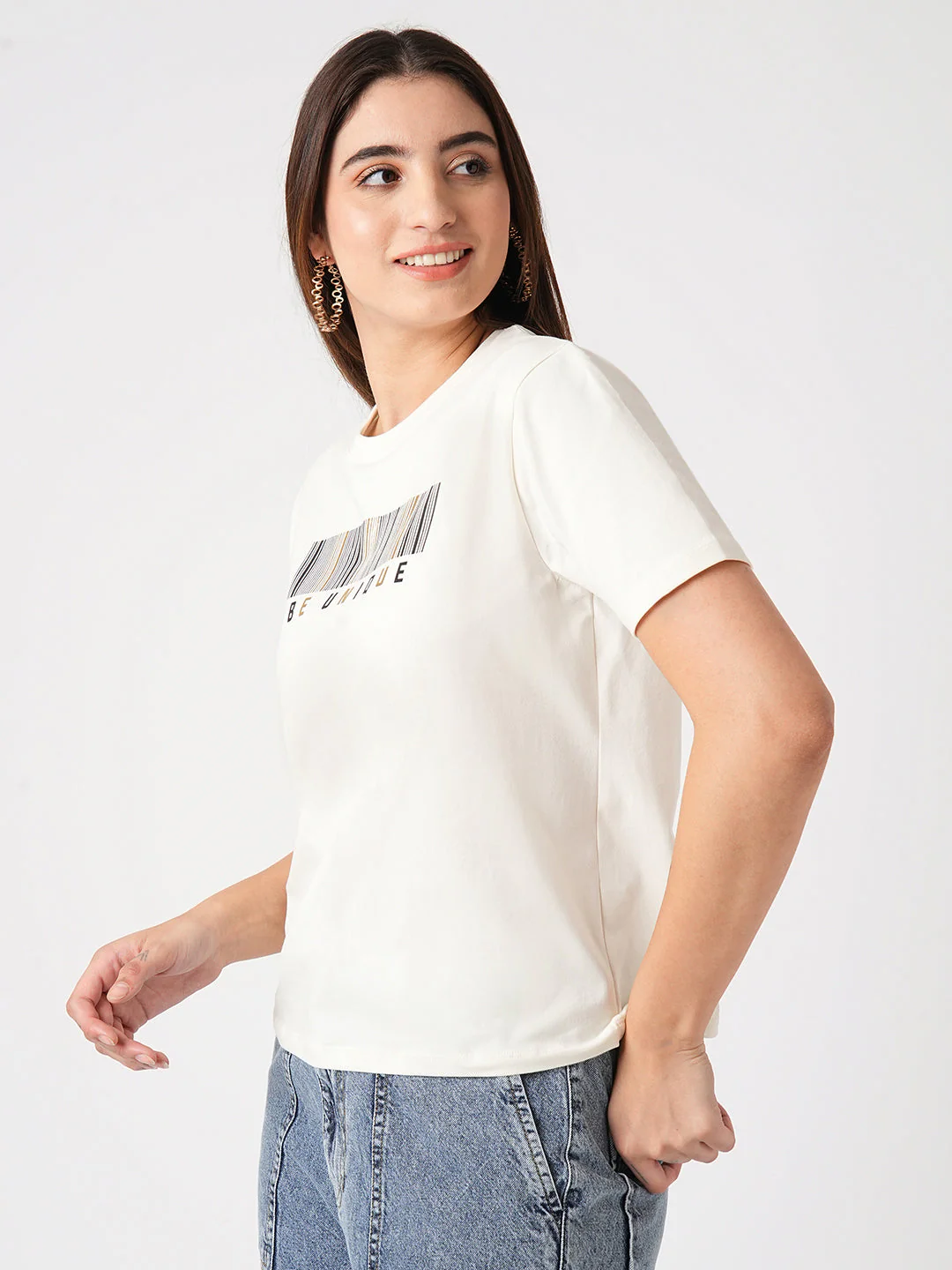 Women Ivory Boxy Graphic Tees - Image 5
