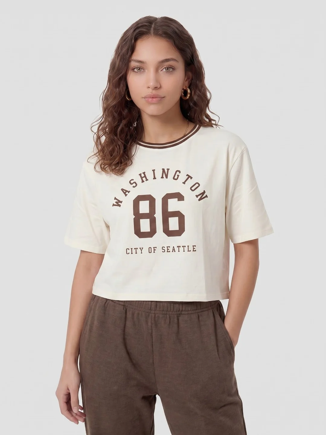 Women Ivory Crop Tees - Image 2