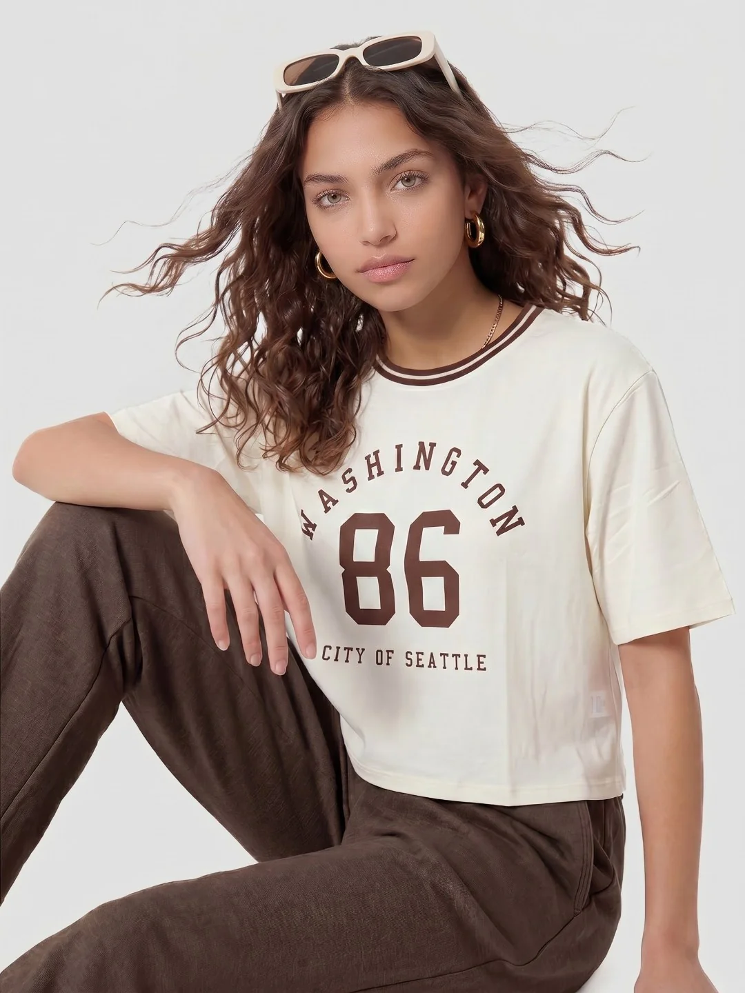 Women Ivory Crop Tees - Image 4