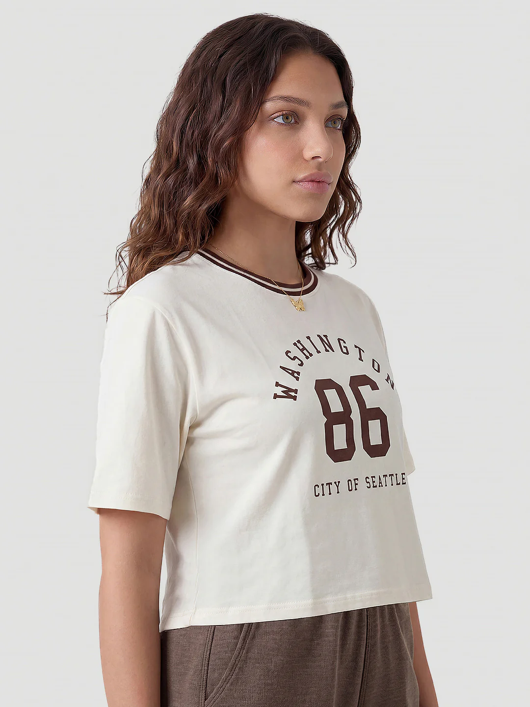 Women Ivory Crop Tees - Image 5