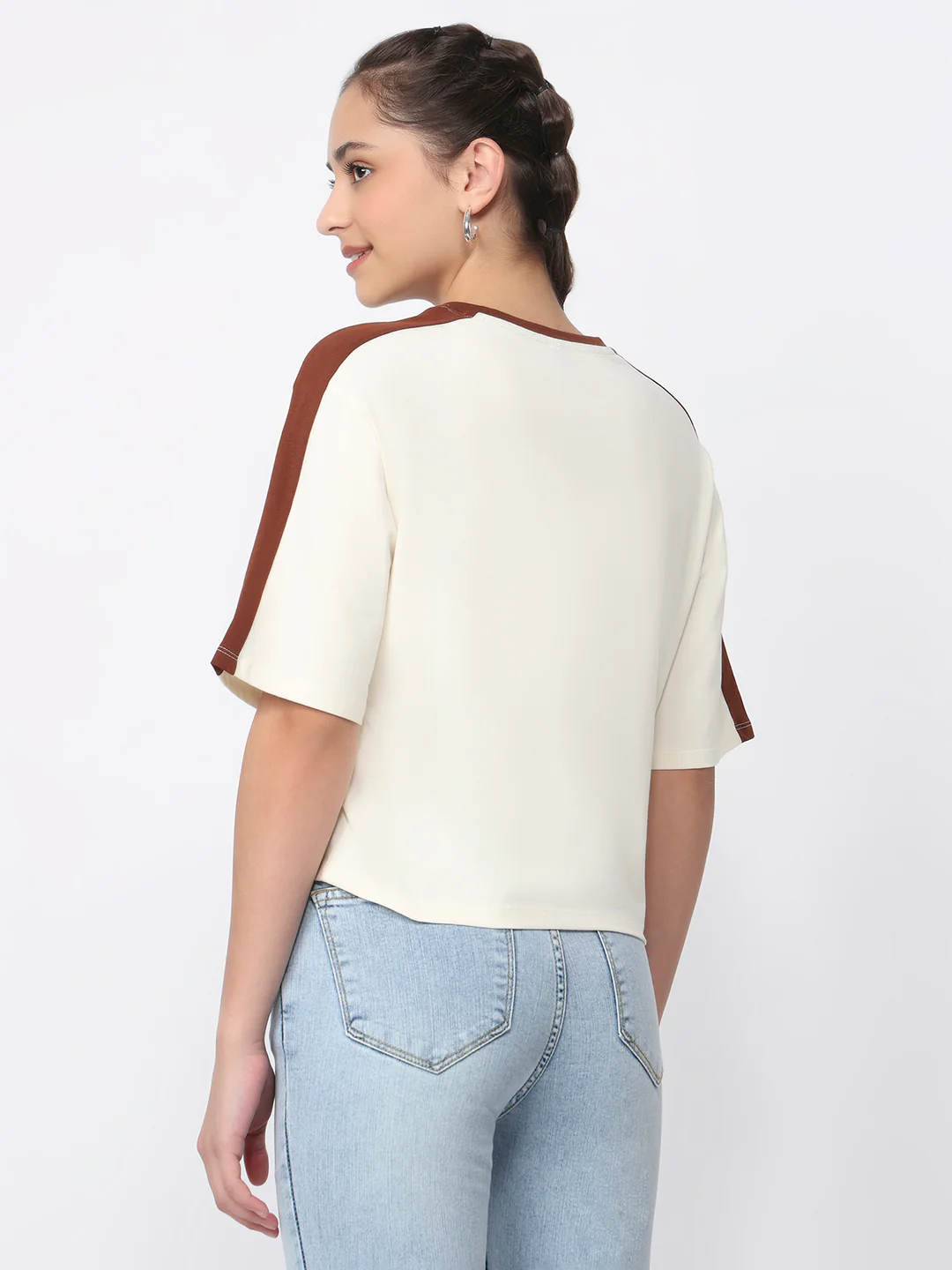 Women Ivory Graphic Crop Tees - Image 3
