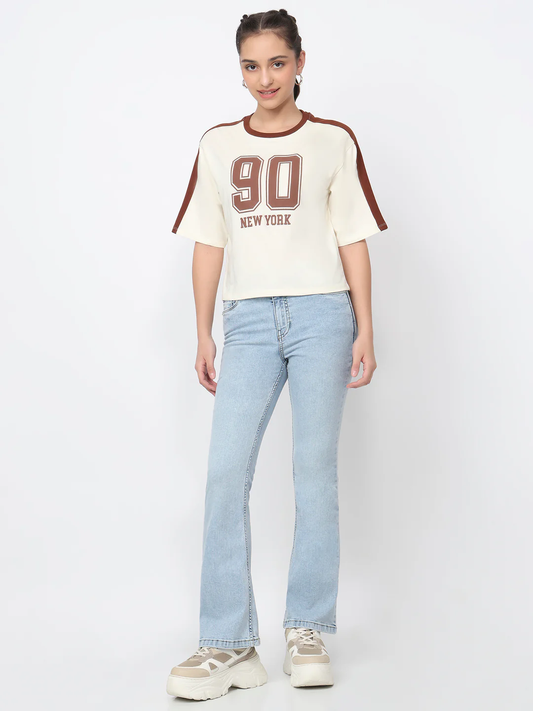 Women Ivory Graphic Crop Tees - Image 4