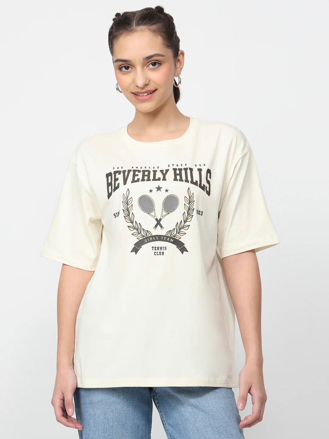Women Ivory Oversized T-Shirt - Image 2