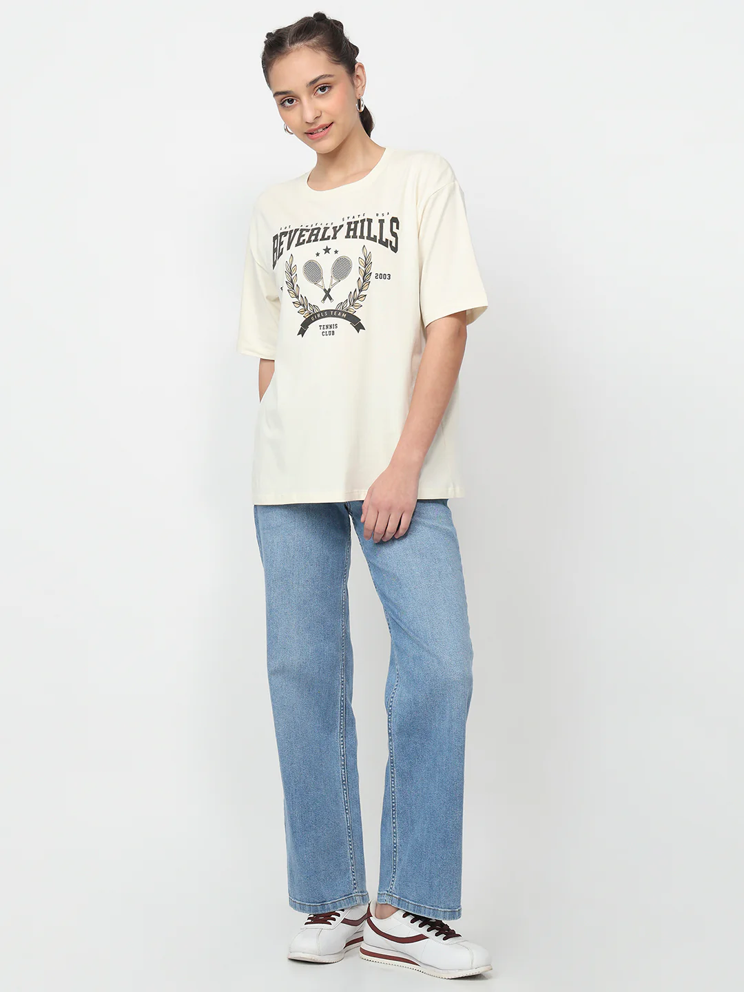 Women Ivory Oversized T-Shirt - Image 4
