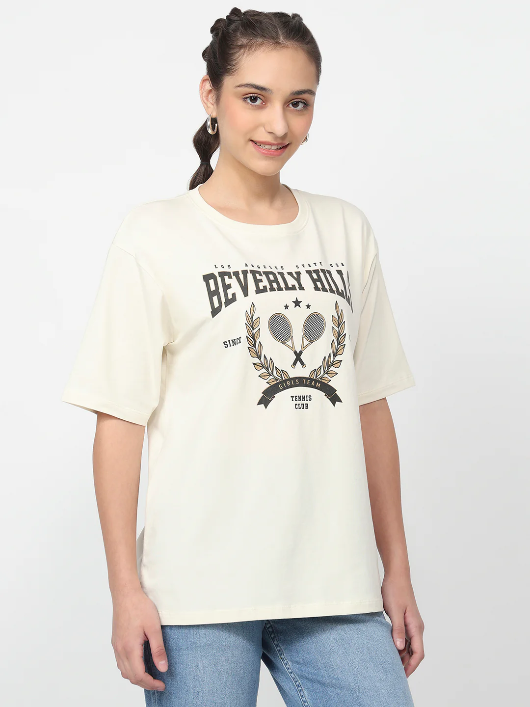 Women Ivory Oversized T-Shirt - Image 5