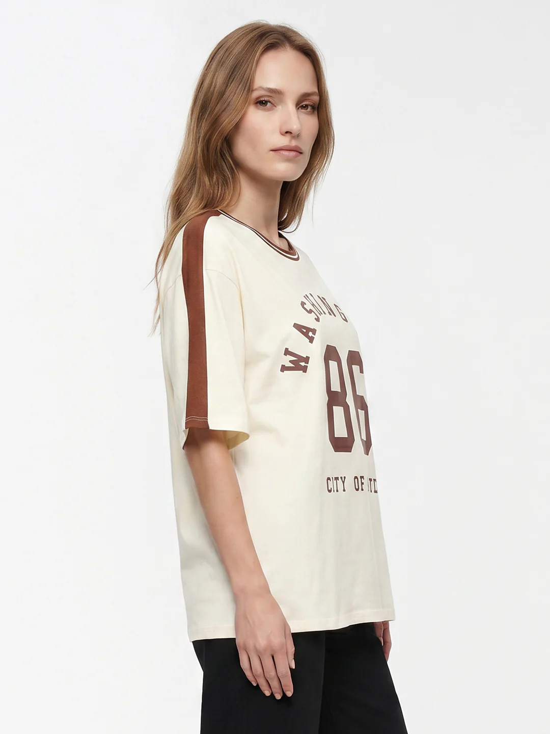 Women Ivory Oversized T-Shirt - Image 5