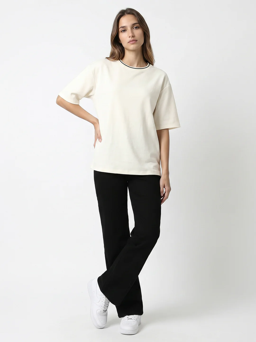 Women Ivory Oversized T-Shirt - Image 4