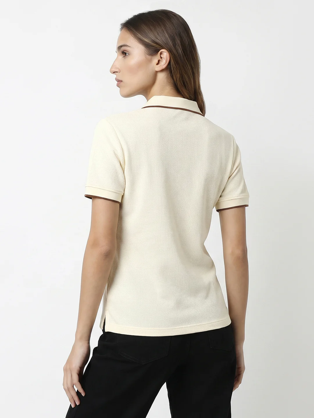 Women Ivory Polo T-Shirt - Image 3
