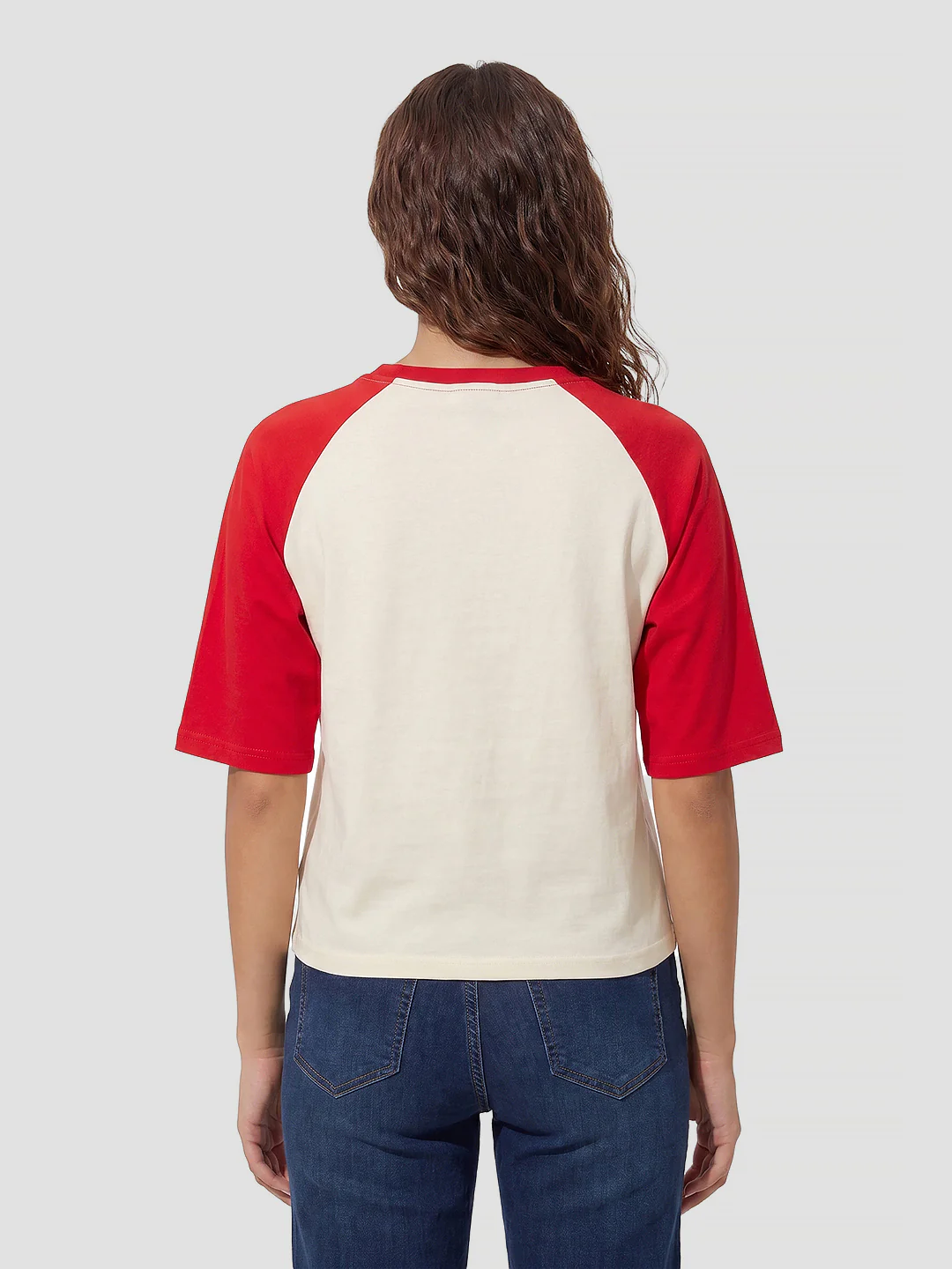 Women Ivory/Red Crop Tees - Image 3