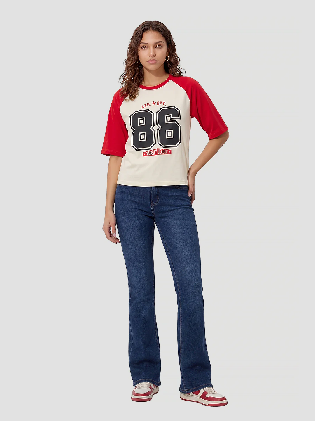 Women Ivory/Red Crop Tees - Image 5