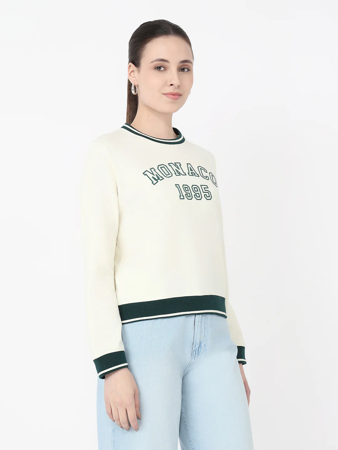 Women Ivory Slim Fit Sweatshirt - Image 4