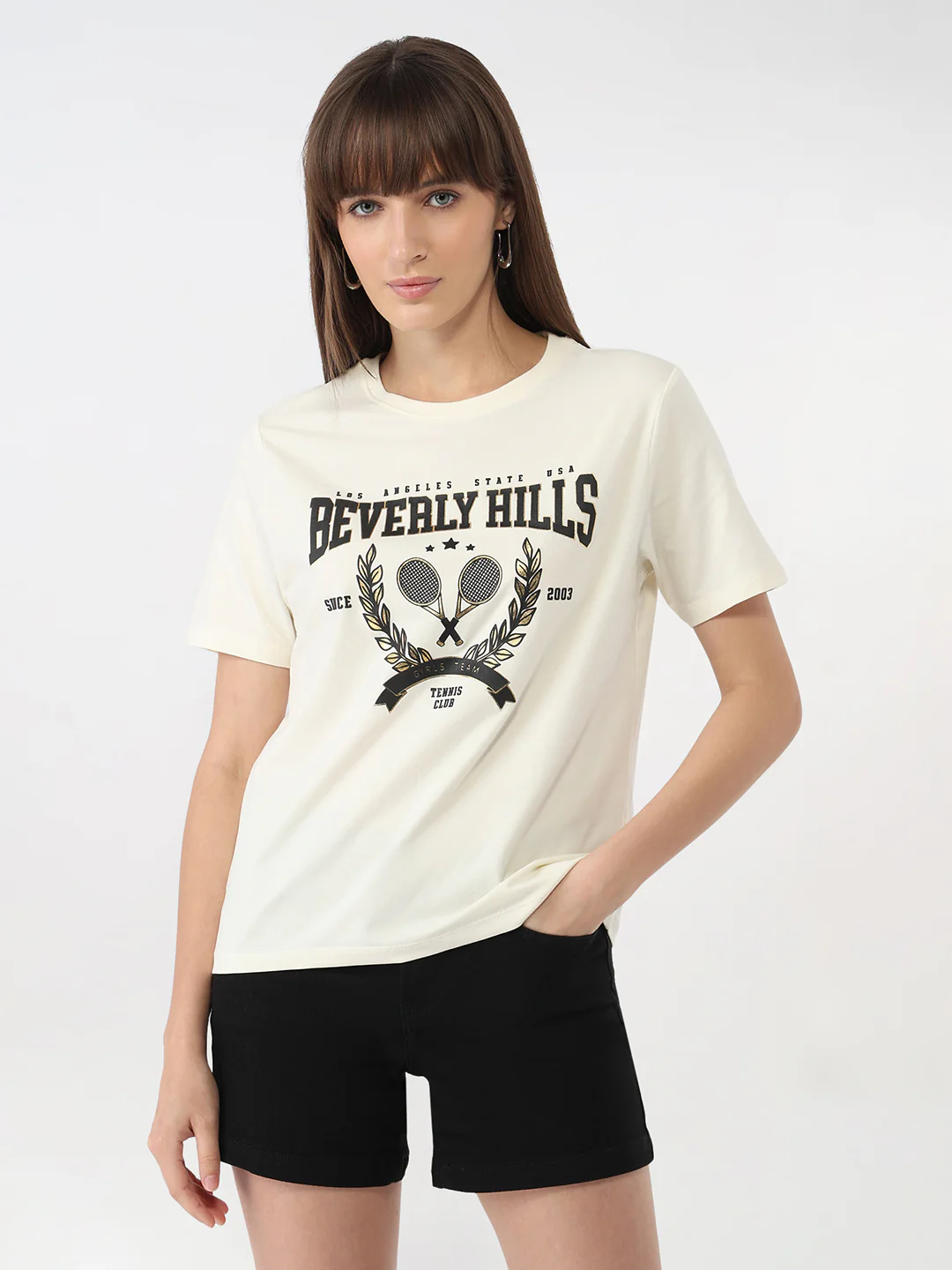 Women Ivory Slim Graphic T-Shirt - Image 2