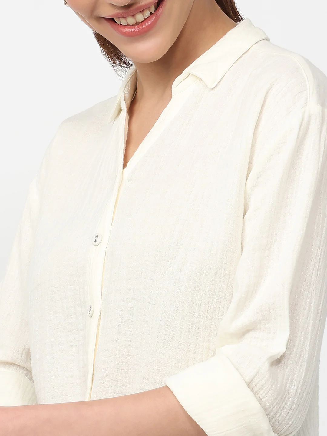 Women Ivory Slim Shirt - Image 6