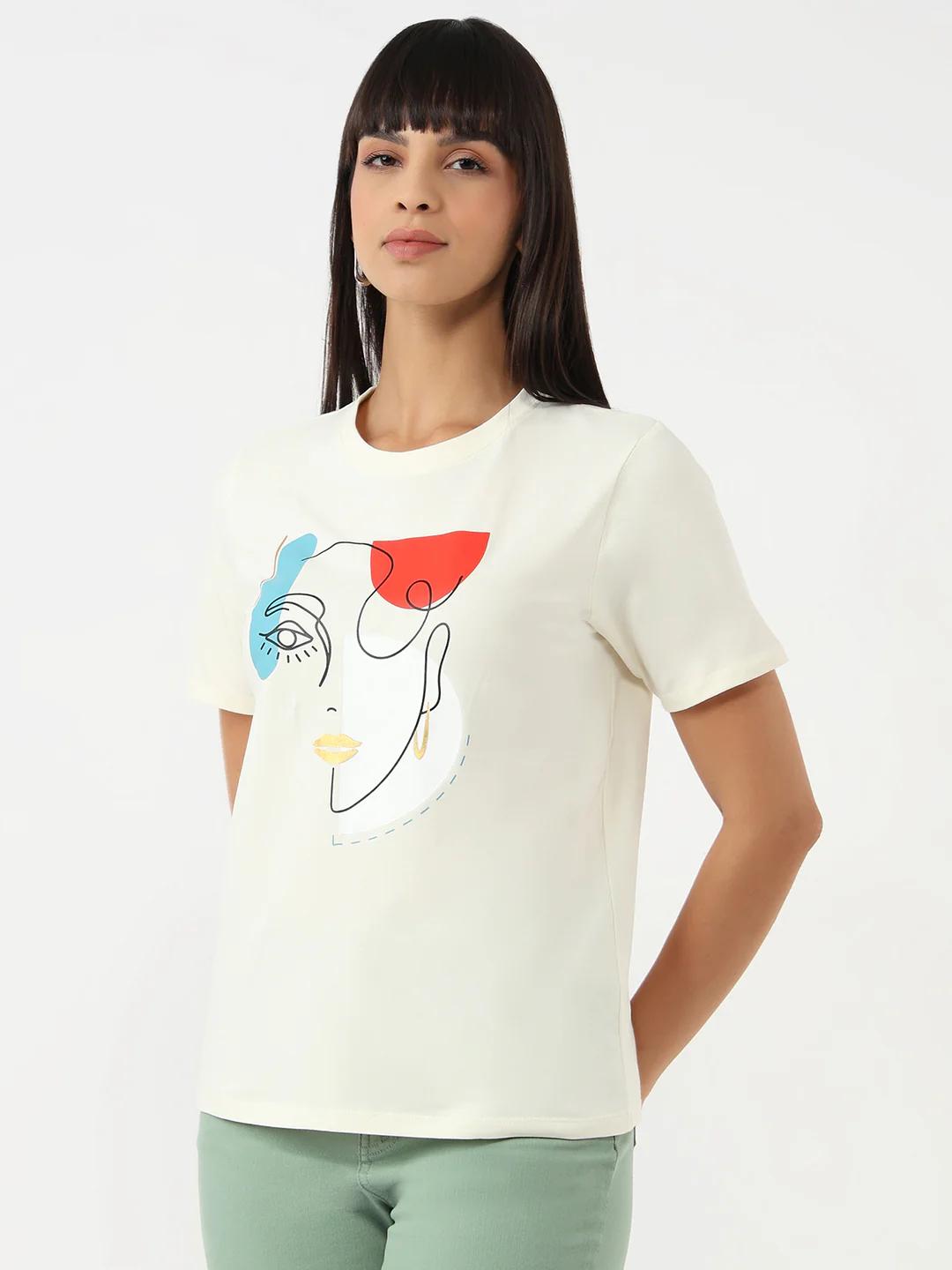 Women Ivory Slim T-Shirt - Image 4