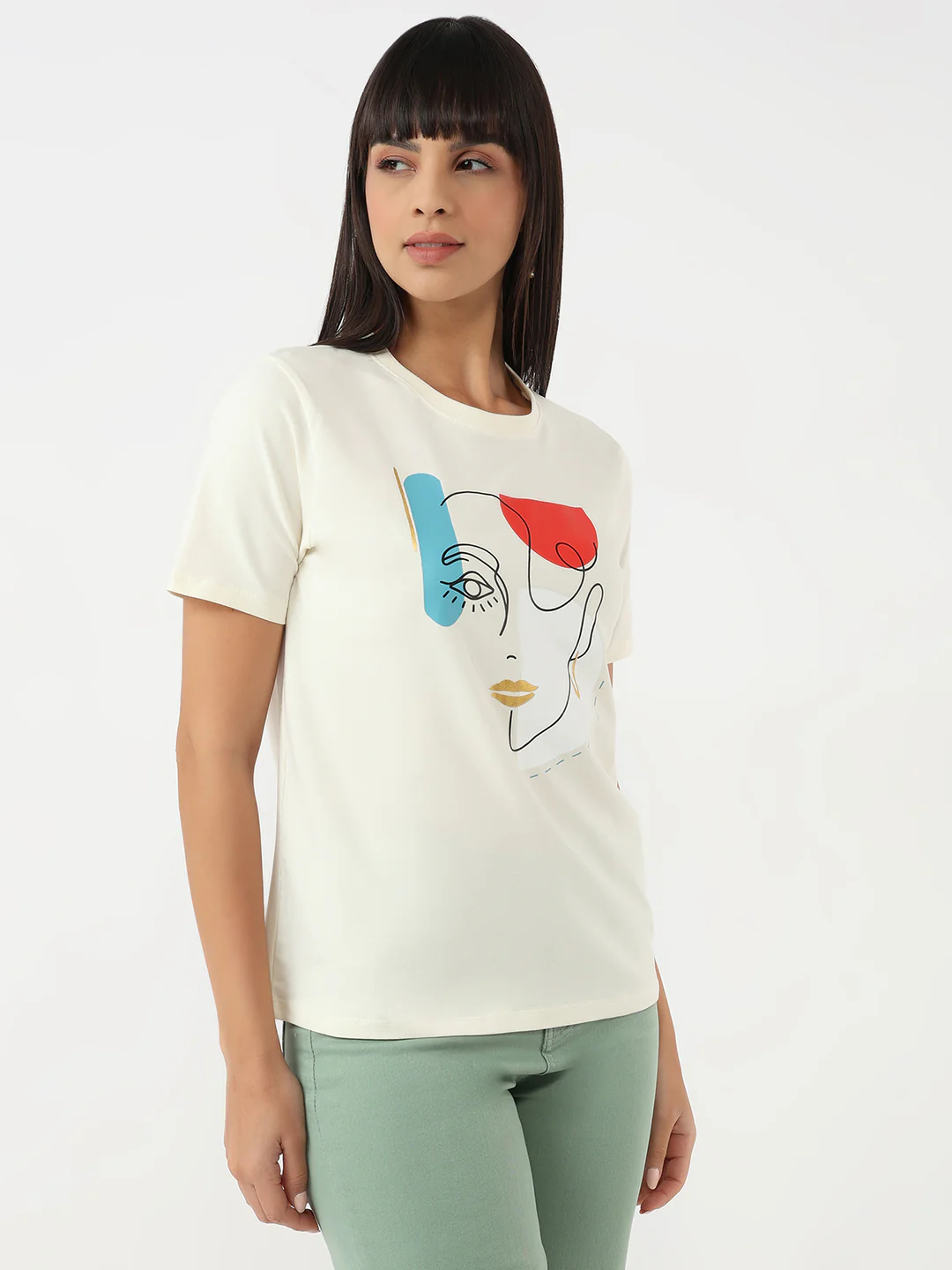 Women Ivory Slim T-Shirt - Image 5