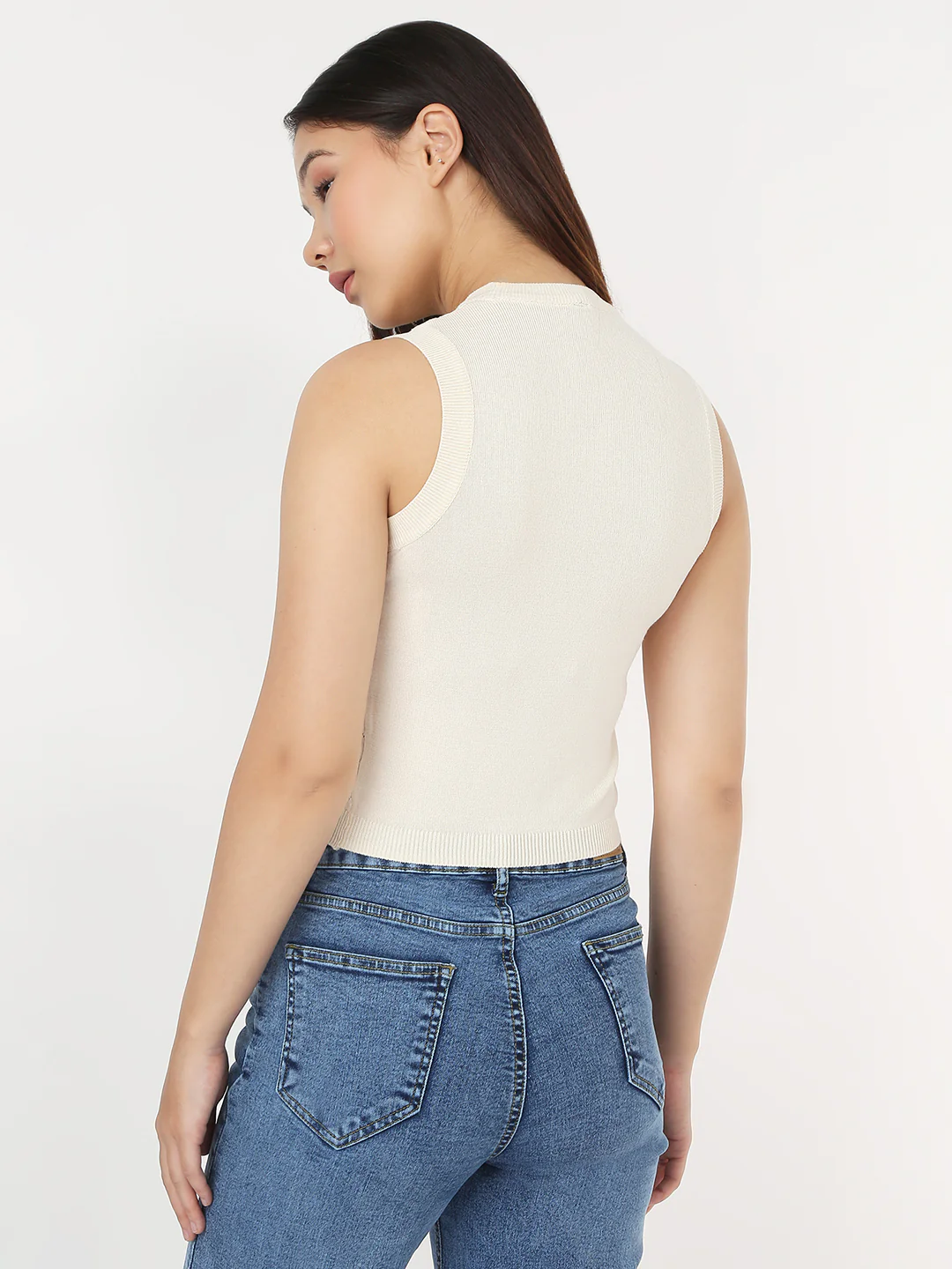 Women Ivory Slim Tank Top - Image 3