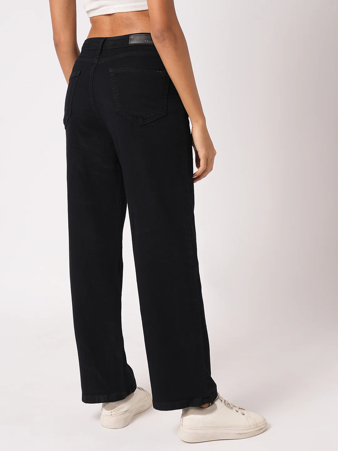Women Jet Black High-Rise Wide Leg Jeans - Image 3