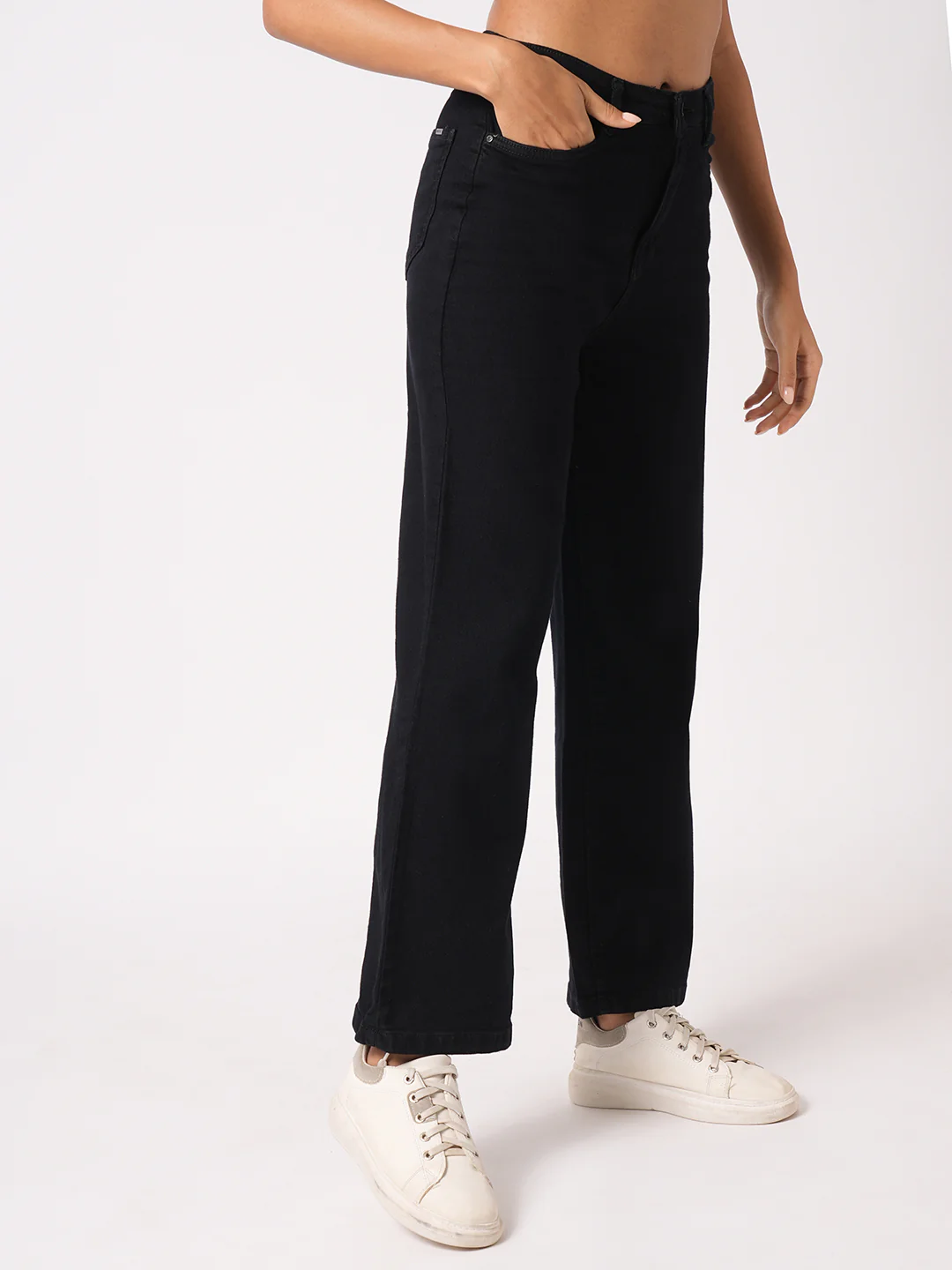 Women Jet Black High-Rise Wide Leg Jeans - Image 6