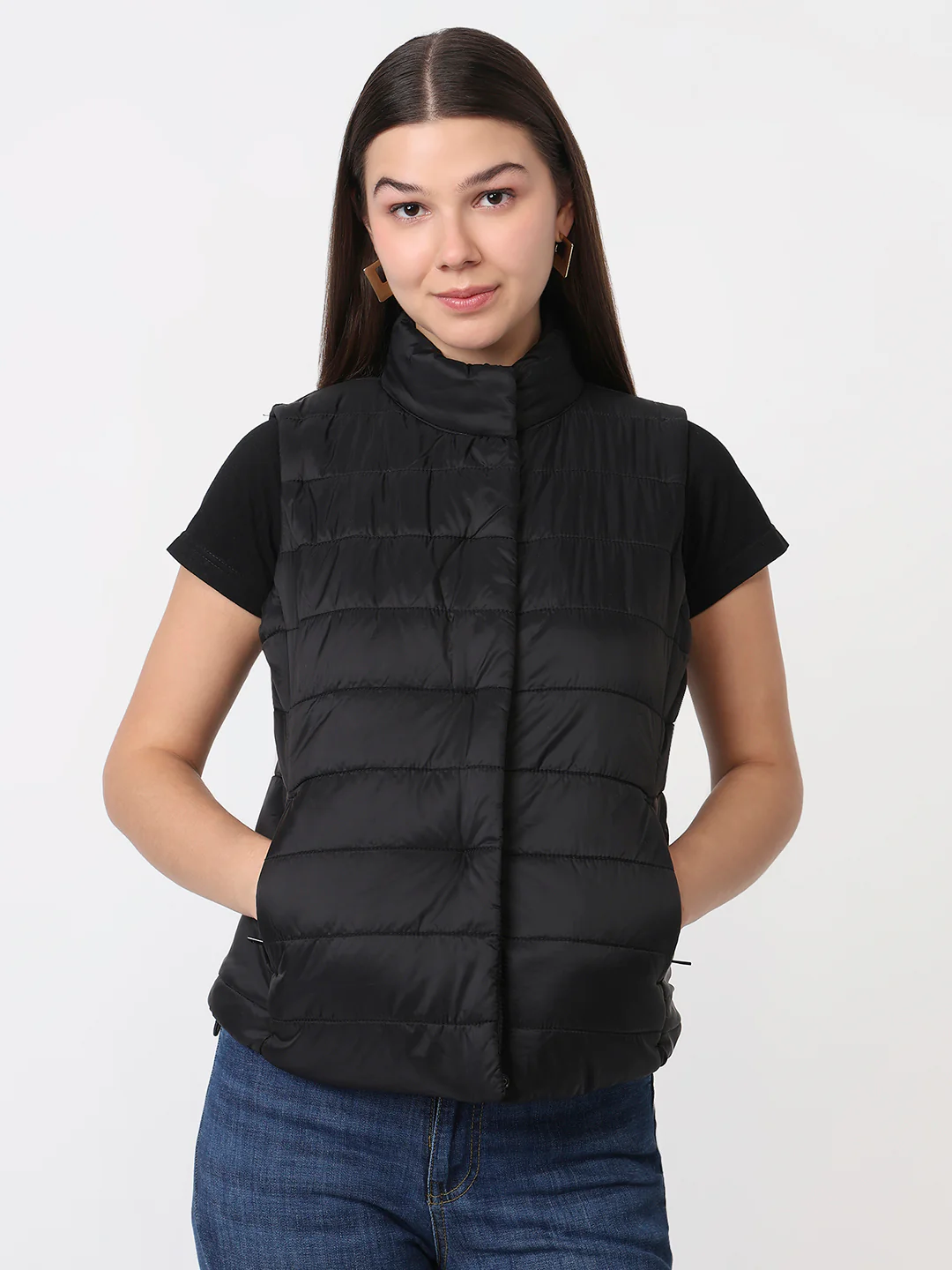 Women Jet Black Winter Jacket - Image 2
