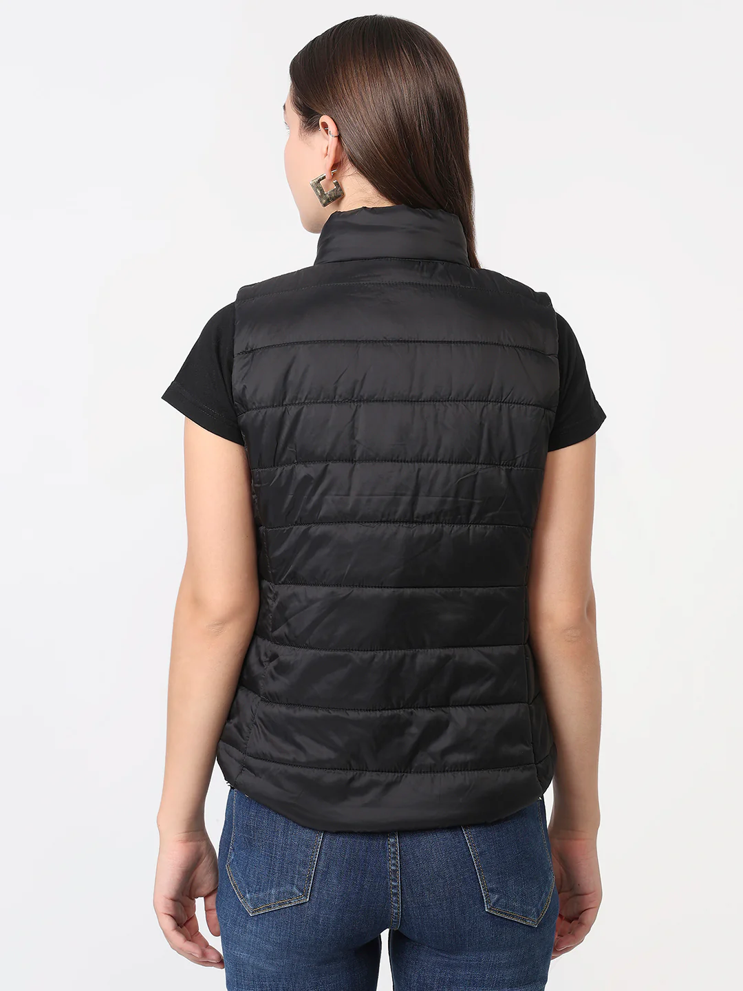 Women Jet Black Winter Jacket - Image 3