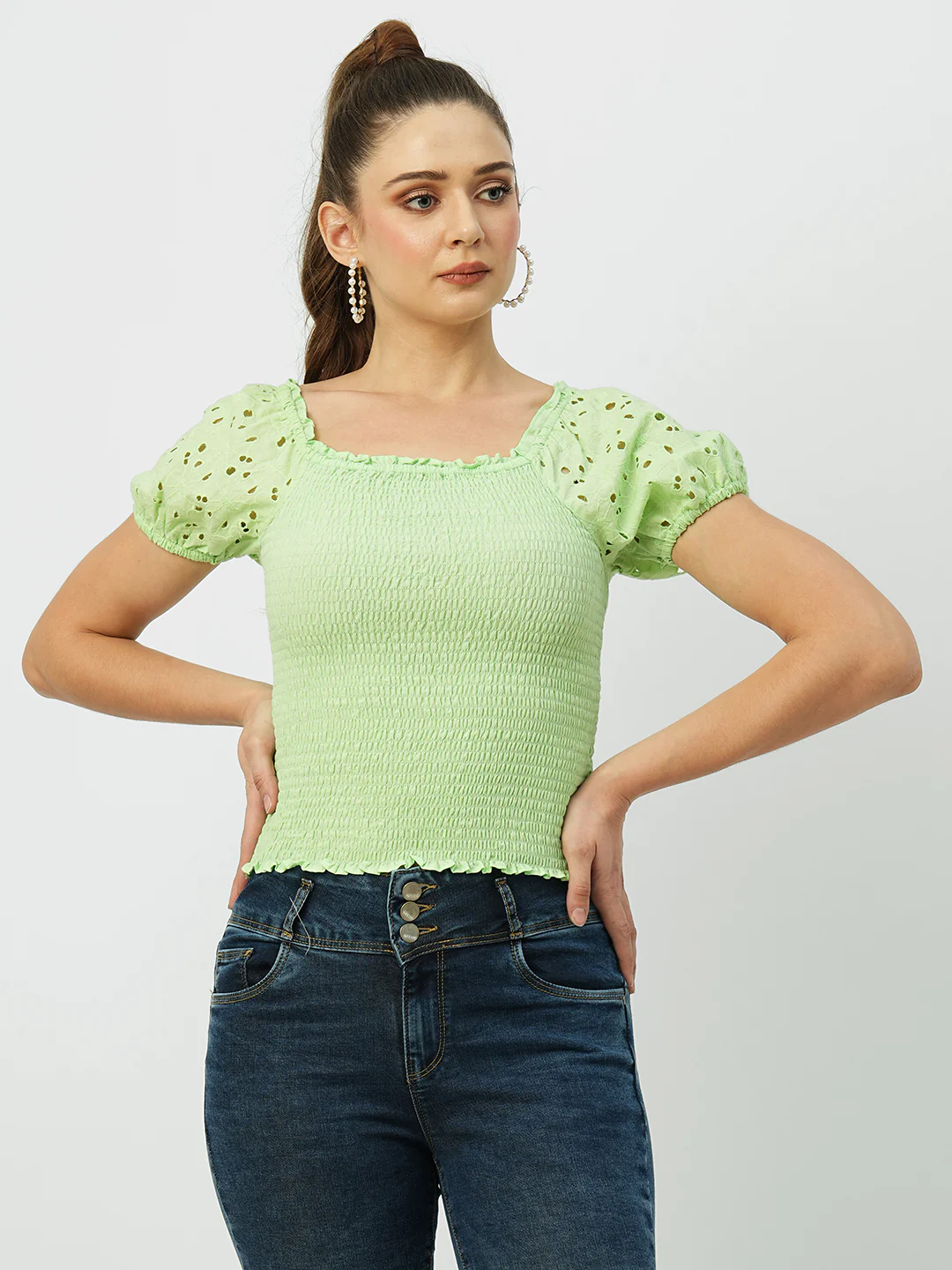 Women Leafy Crop Top - Image 2