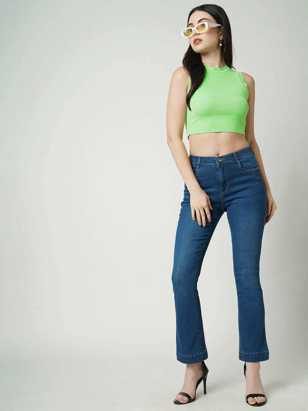Women Leafy Green Flat Knit Top - Image 2