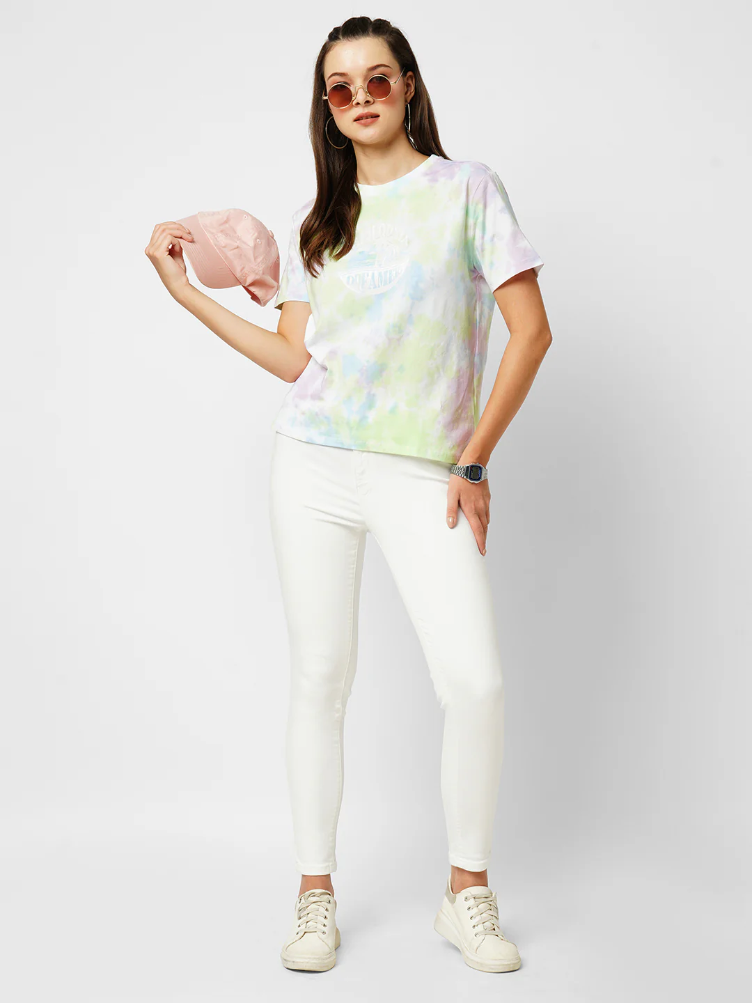 Women Leafy Tie Dry Oversized T-Shirt - Image 4
