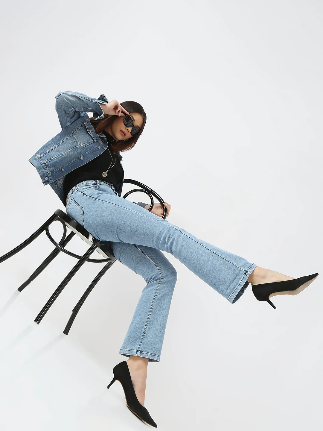Women Ligh Blue High-Rise Bootcut Jeans