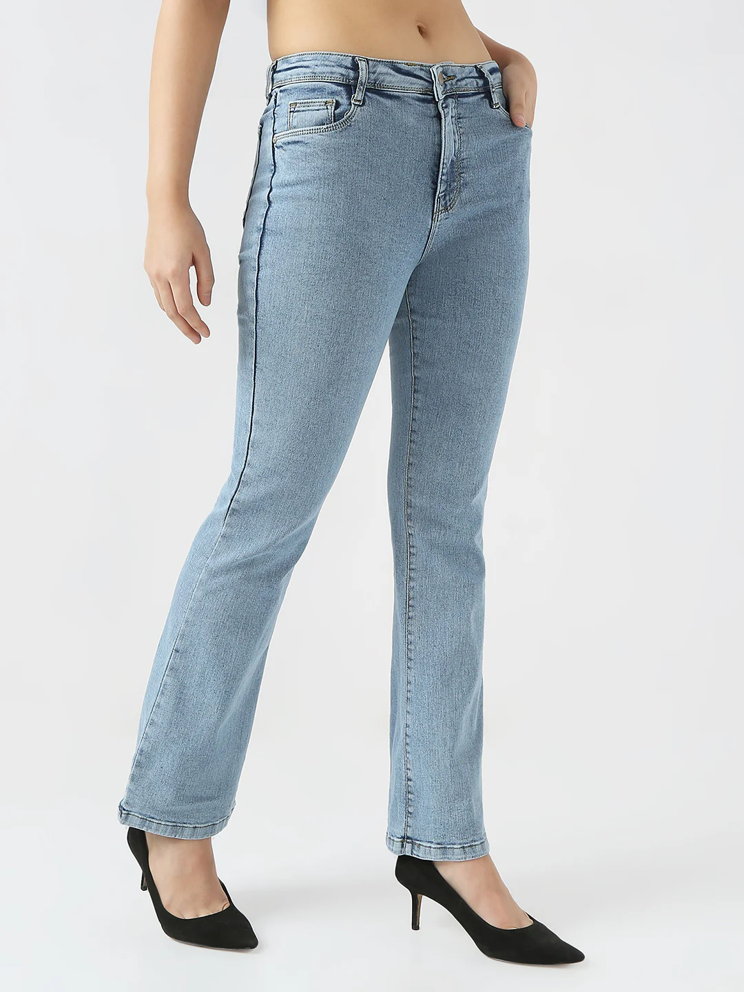 Women Ligh Blue High-Rise Bootcut Jeans - Image 5