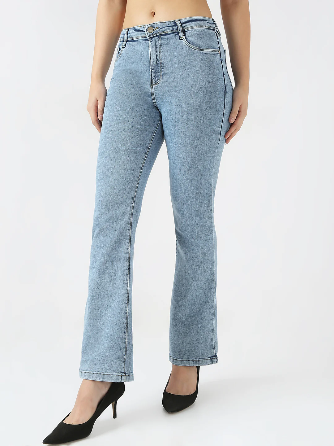 Women Ligh Blue High-Rise Bootcut Jeans - Image 7