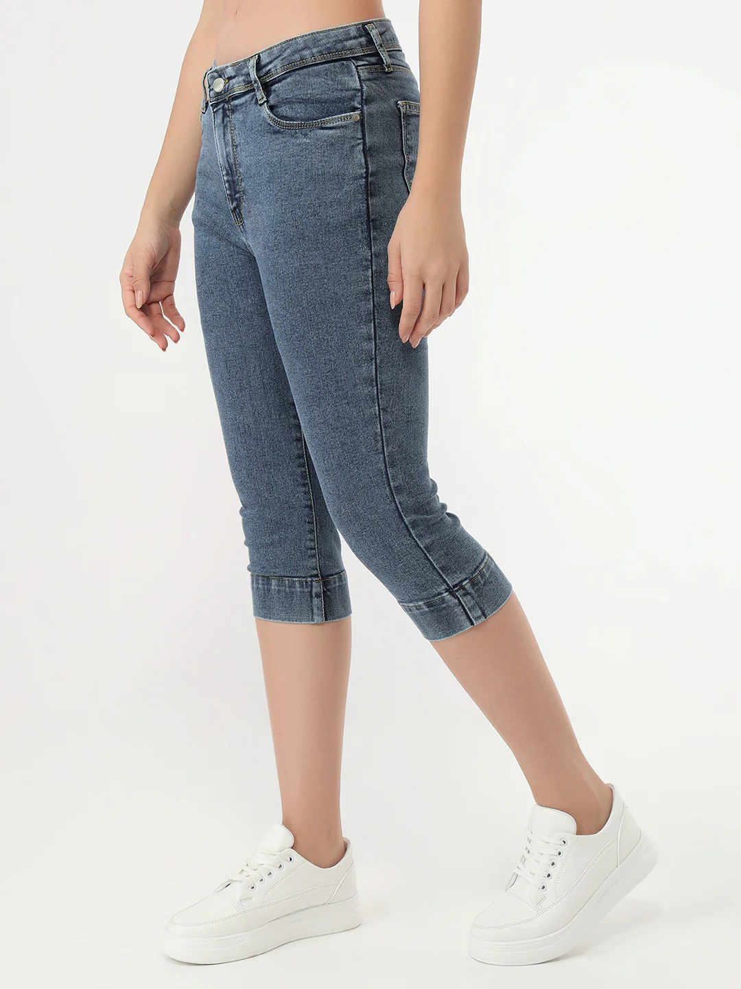 Women Light Blue Capri - Image 4