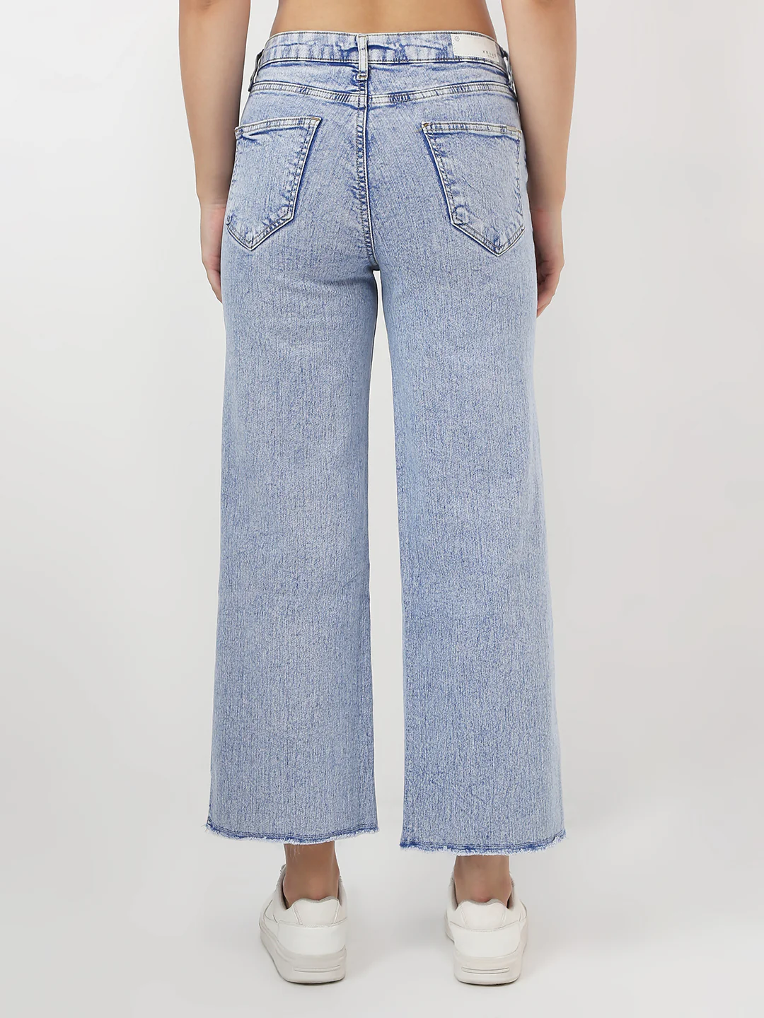 Women Light Blue Crop Wide Leg Jeans - Image 3