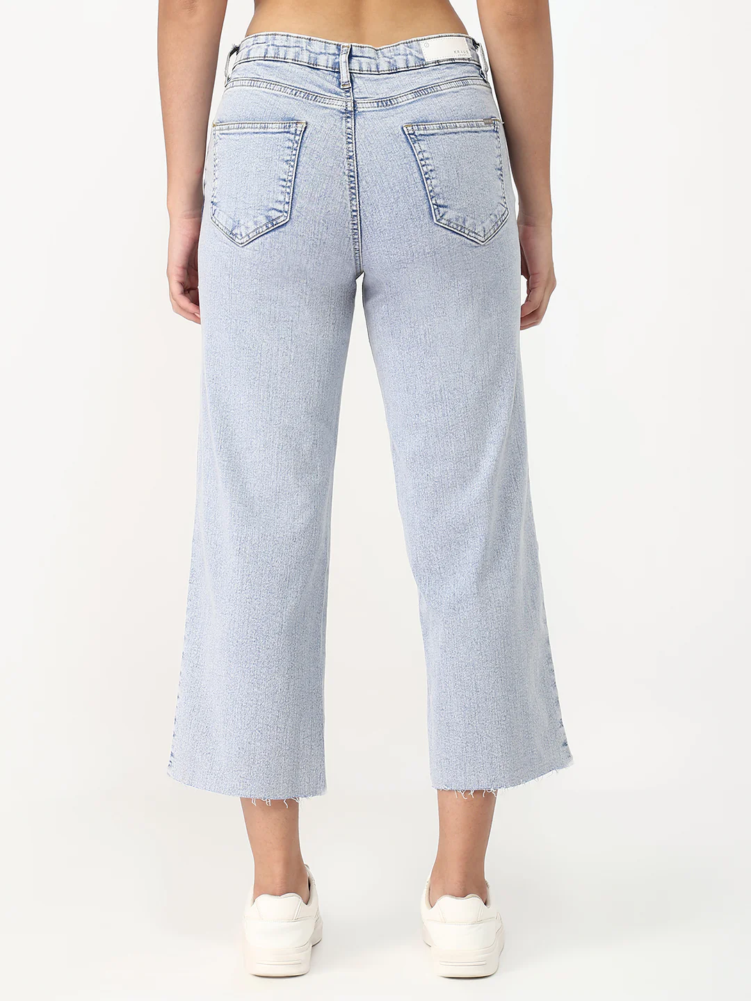 Women Light Blue Crop Wide Leg Jeans - Image 3