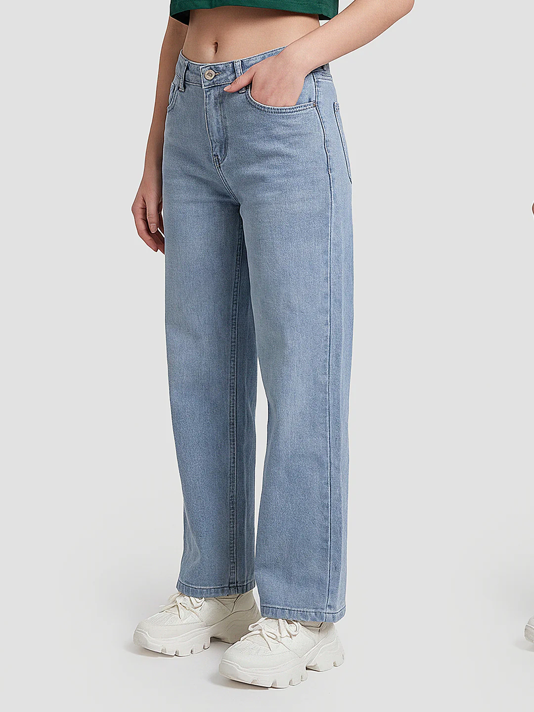 Women Light Blue Culottes - Image 5